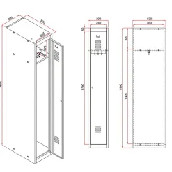 Klädskåp Click 1-dörr x 4 modul Mörkgrå 1800x1200x500mm