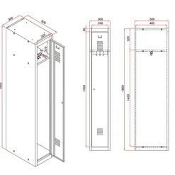 Klädskåp Click 1-dörr x 2 modul Mörkgrå 1800x600x500mm