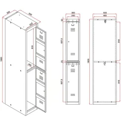Klädskåp Click 2-dörr x 1 modul Mörkgrå 1800x300x500mm