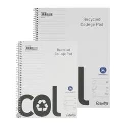 Kollegieblock Bantex Recycled Linjerat 70 Blad A5+ 70g