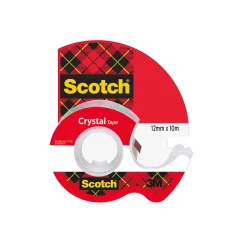 Kontorstejp Scotch 600 Crystal Med Hållare 12mm x 10m