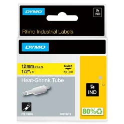 Krympslang Dymo Rhino 12mm Svart/Gul 1,5m