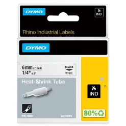 Krympslang Dymo Rhino 6mm Svart/Vit 1,5m