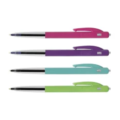 Kulspetspenna Bic Clic M10 Pastell Sort.Färger Medium