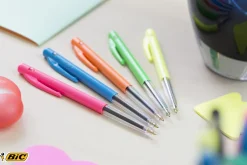 Kulspetspenna Bic Clic M10 Pastell Sort.Färger Medium