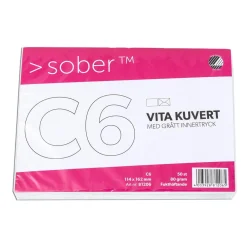 Kuvert Sober C6 FH Vit 80g