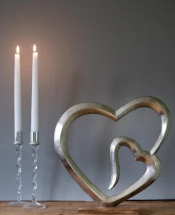 Ljusstake Dorre Glas med silvertopp 27cm
