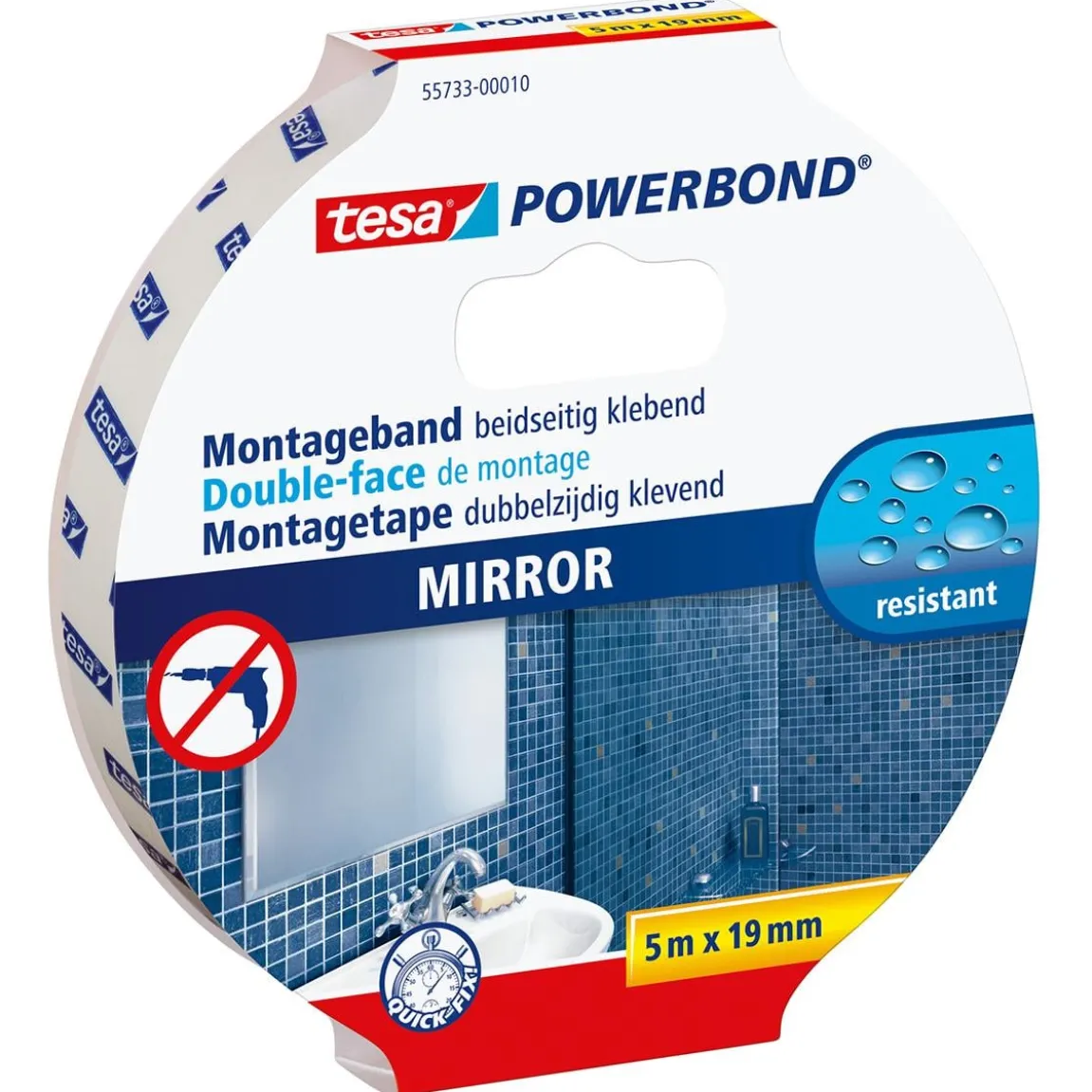 Monteringstejp Tesa Powerbond Mirror 19mm x 5m