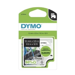 Märkband Dymo D1 Flexibel Nylon Svart/Vit 12mm x 3,5m