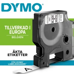 Märkband Dymo D1 Flexibel Nylon Svart/Vit 12mm x 3,5m