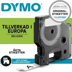 Märkband Dymo D1 12mm Svart/Klar 7m