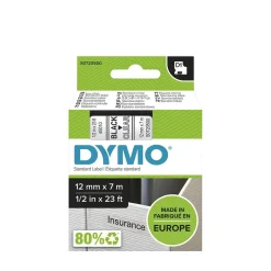 Märkband Dymo D1 12mm Svart/Klar 7m