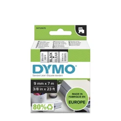 Märkband Dymo D1 9mm Svart/Klar 7m