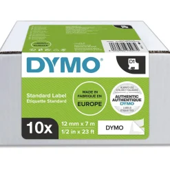 Märkband Dymo D1 12mm x 7m Svart/Vit Storpack