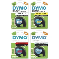 Märkband Dymo LetraTag Plast Svart/Vit 12mm x 4 m