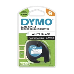 Märkband Dymo LetraTag Plast Svart/Vit 12mm x 4 m