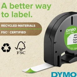 Märkband Dymo LetraTag Plast Svart/Vit 12mm x 4 m