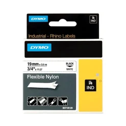 Märkband Dymo Rhino Nylon Flexibel 19mm Svart/Vit 3,5m
