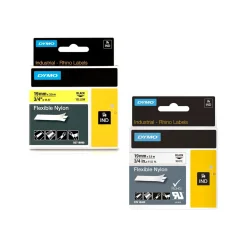 Märkband Dymo Rhino Nylon Flexibel 19mm Svart/Vit 3,5m