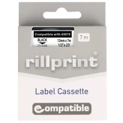 Märkband Kompatibel Dymo D1 12mm Svart/Transparent 7m