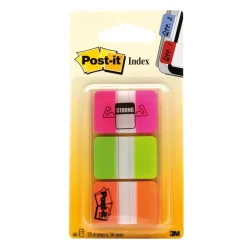 Märkflik Post-it Strong 3x22 Flikar Rosa, Grön, Orange 25,4x38mm