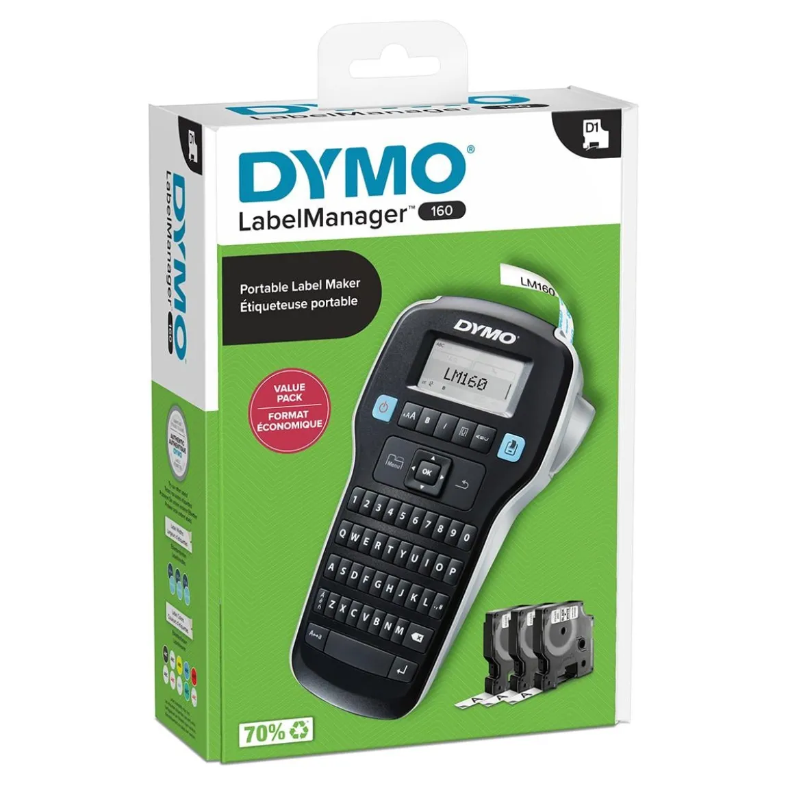 Märkmaskin Dymo LabelManager 160 Qwerty Inkl 3st Märktejp