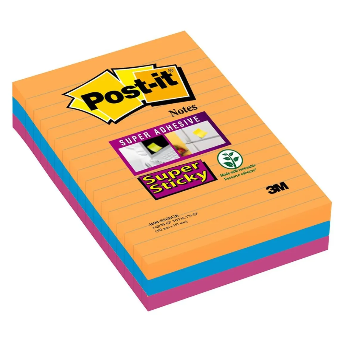 Notisar Post-it Super Sticky Linjerat Bangkok 101x152mm