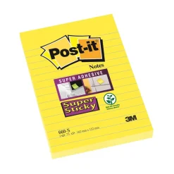 Notisar Post-it Super Sticky Linjerat Ultragul 101x152mm