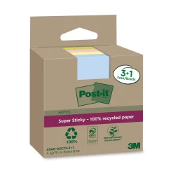 Notisar Post-it Super Sticky Recycled Mix Färg 76x76mm