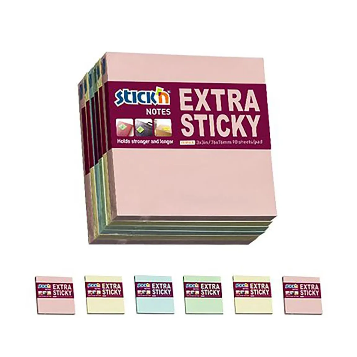 Notisar Stick´n Extra Sticky Pastell 76x76mm 90 Blad