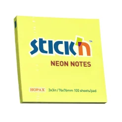 Notisar Stick´n Gul Neon 76x76mm 100 Blad