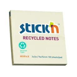 Notisar Stick´n 100% Recycled Gul 76x76mm 100 Blad