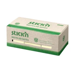 Notisar Stick´n 100% Recycled Gul 38x51mm 100 Blad