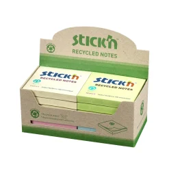 Notisar Stick´n 100% Recycled Mix Färg 76x76mm 100 Blad