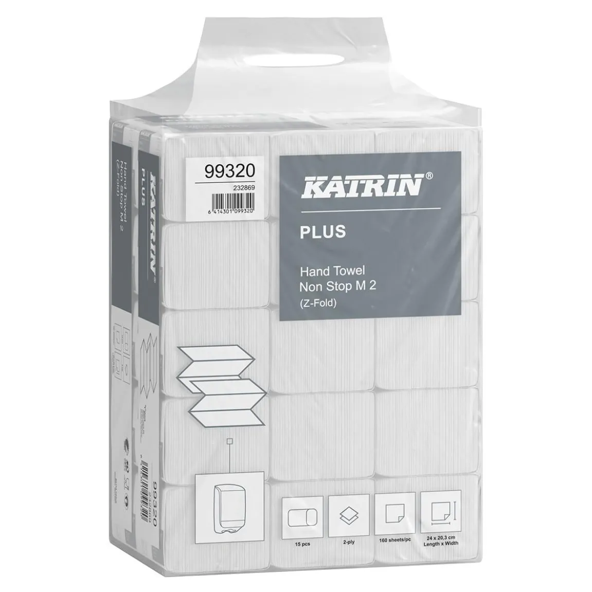 Pappershandduk Katrin Z-Vikt M Plus 2-lg 203x240mm