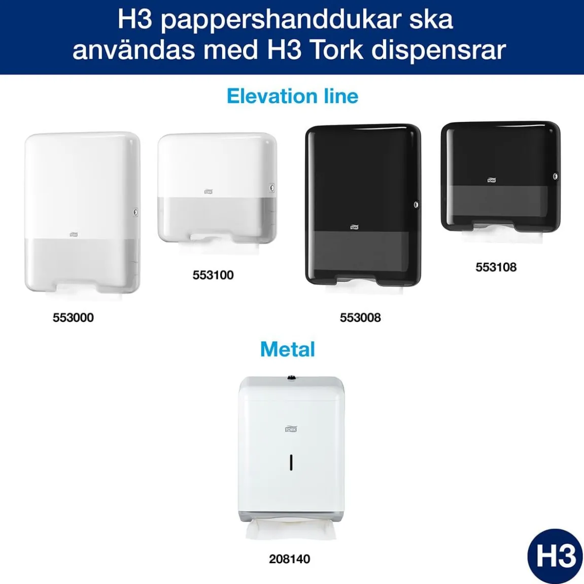 Pappershandduk Tork H3 Adv 2-lg 226x230mm