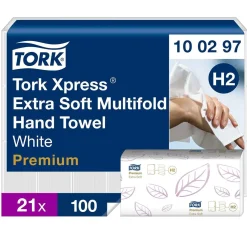 Pappershandduk Tork H2 Prem Ex Soft 2-lg 210x340mm