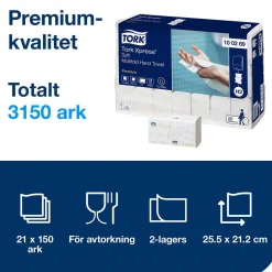 Pappershandduk Tork H2 Prem Soft 2-lg 210x260mm