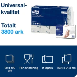 Pappershandduk Tork H2 Uni 2-lg 213x234mm