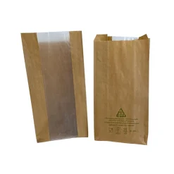 Papperspåse m fönster 1,5 kg Brun 150x80x330 mm