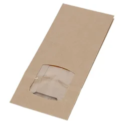 Papperspåse SOS Med Fönster Brun Ribbad 80x50x190mm