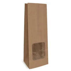 Papperspåse SOS Med Fönster Brun Ribbad 120x80x340mm