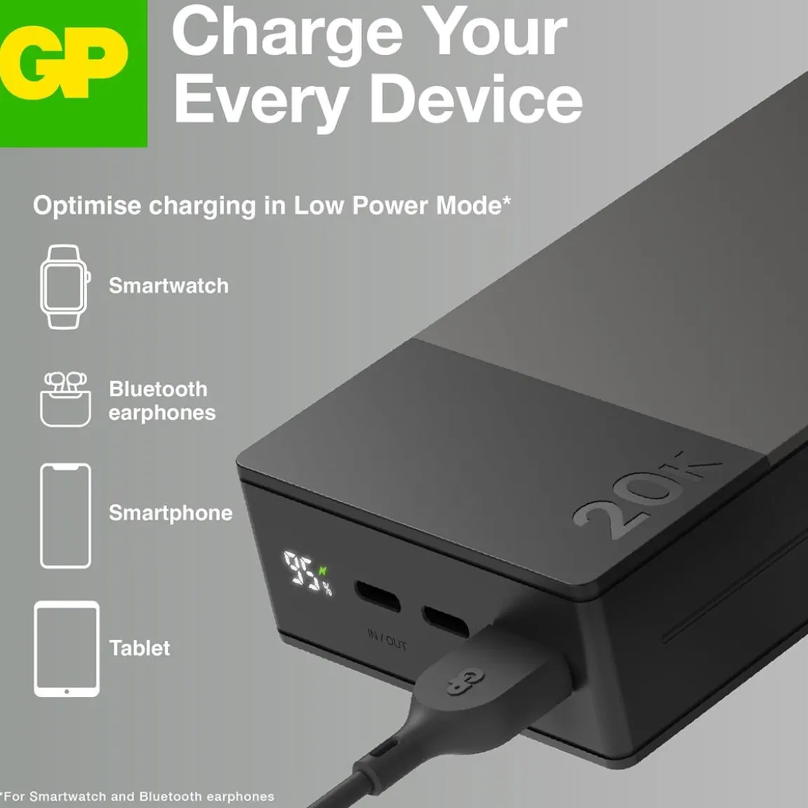 Powerbank GP M2+ 20000mAh Grå