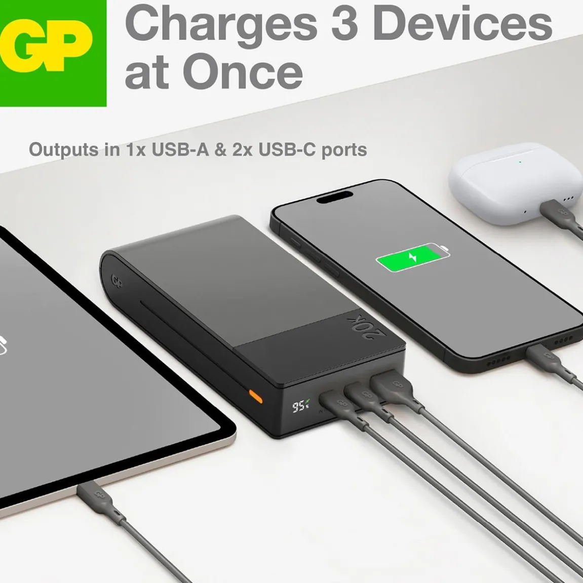 Powerbank GP M2+ 20000mAh Grå
