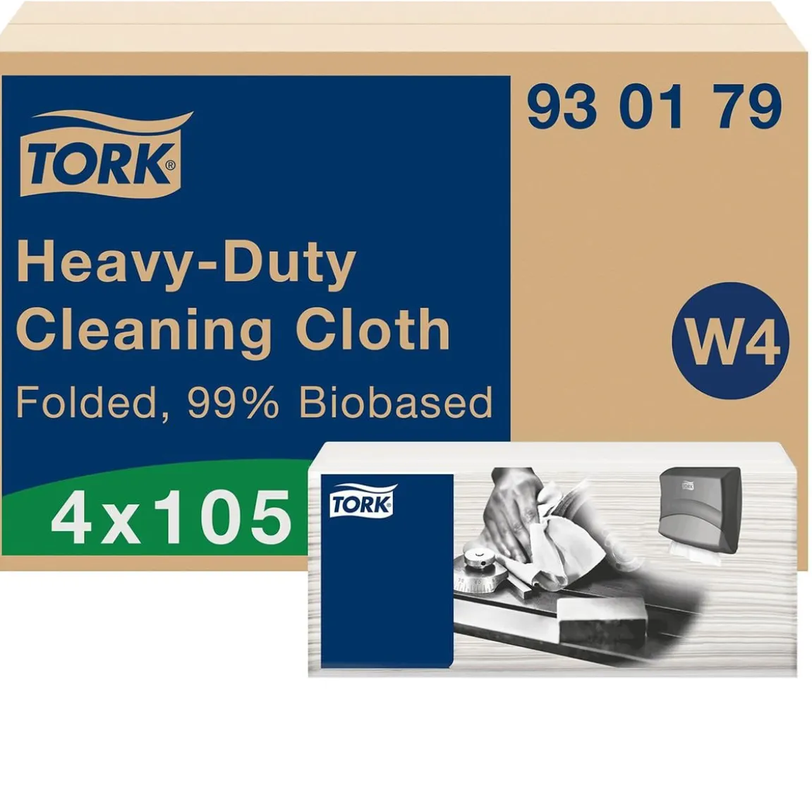 Rengöringsduk Tork W4 Kraftig 99% Biobas Vit 36x42cm