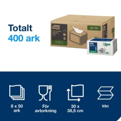 Rengöringsduk Tork W8 Slitstark Vit 30x38,5cm