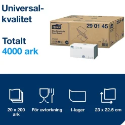 Rengöringsduk Tork W8 Slitstark Vit 30x38,5cm