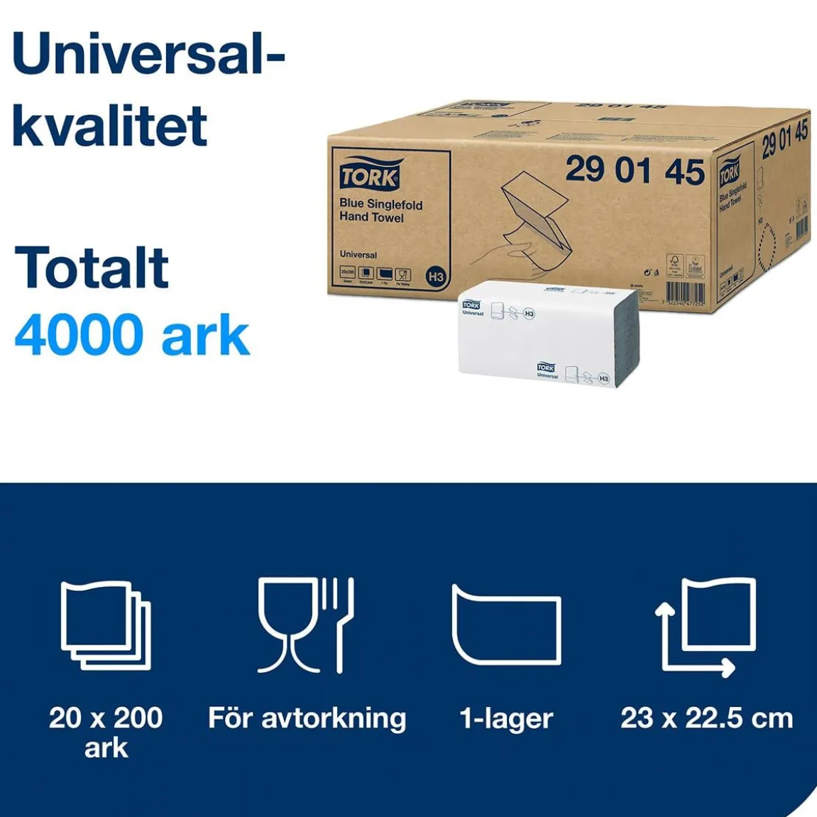 Rengöringsduk Tork W8 Slitstark Vit 30x38,5cm