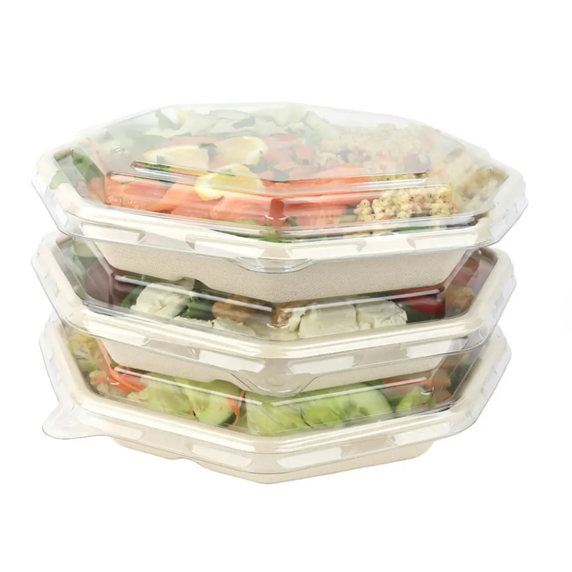 Salladsskål Bagasse Octagon 230x230x30mm