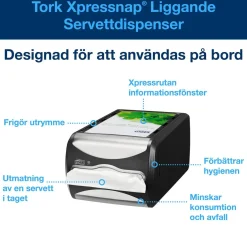 Servettdispenser Tork Xpressnap N4 Liggande Svart